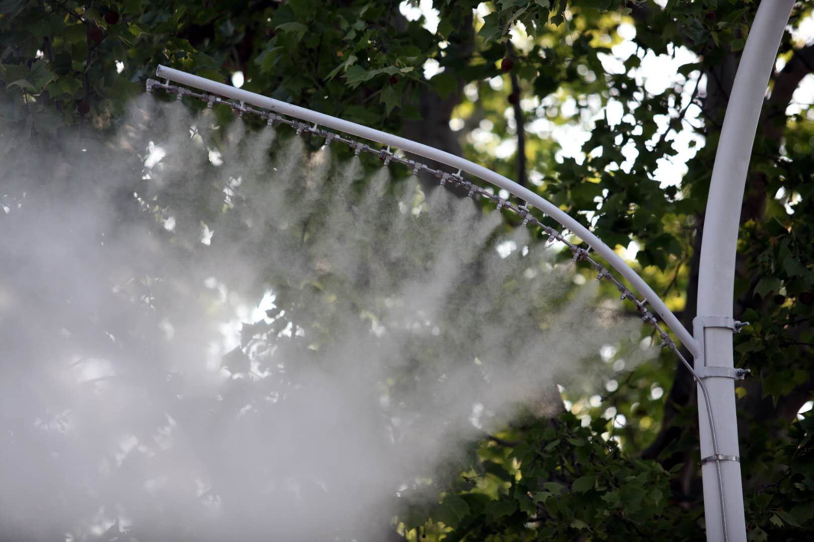 路灯上安装自动喷淋系统新奇